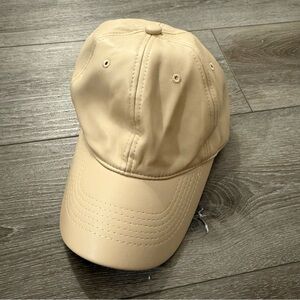 Apparis Beige Faux Leather Shane Baseball Cap Hat